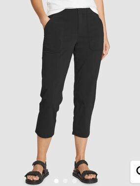 Eddie Bauer Black Horizon High-Rise Straight Leg Cropped Pants size 0 NEW NWT